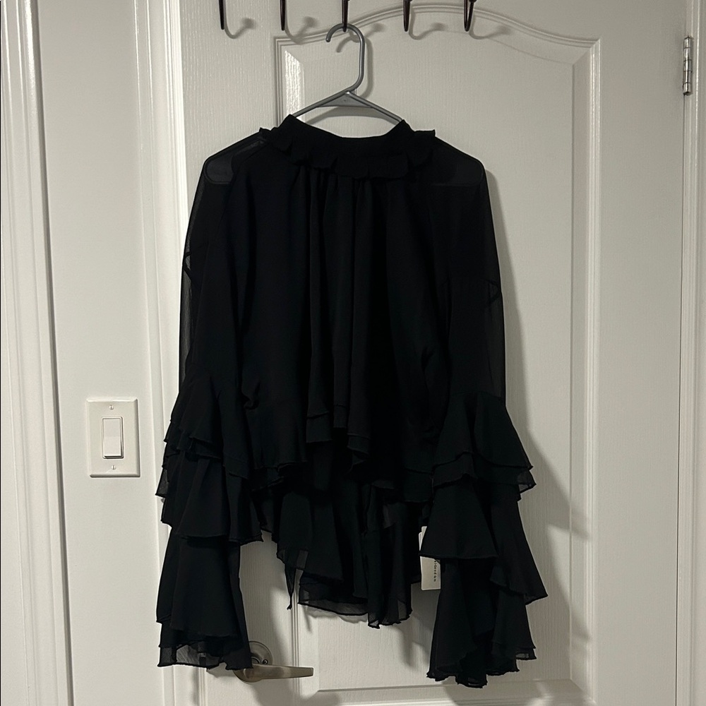 Commense Black Ruffle Blouse